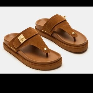 Brand NEW Steve Madden Brown Suede Platform Thong Sandals